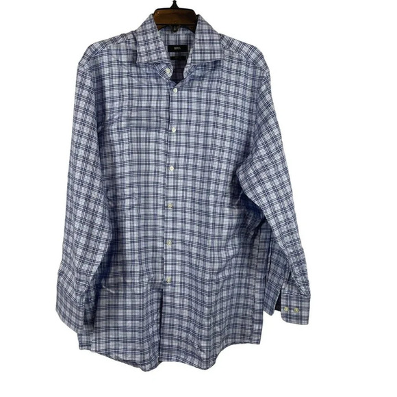Hugo Boss Men Long Sleeve Plaid Button Down Sharp fit T-Shirt 17R - Picture 1 of 7
